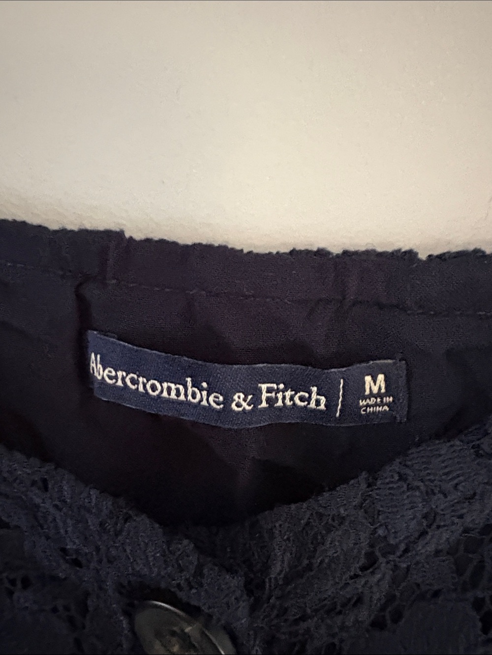 Abercrombie & Fitch Navy Lace Button-Front Mini Dress - Picture 2 of 8